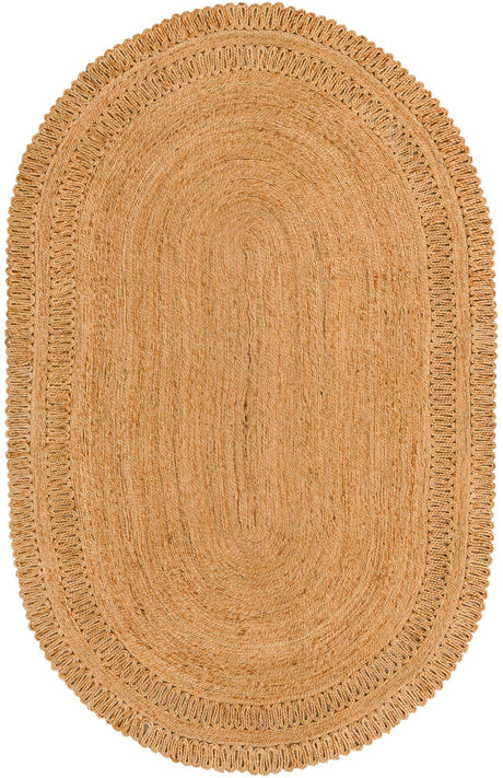 Natural 5' 1 x 8' Braided Jute Oval Rug
