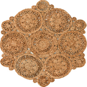 Natural 3' 1 x 3' 1 Braided Jute Round Rug