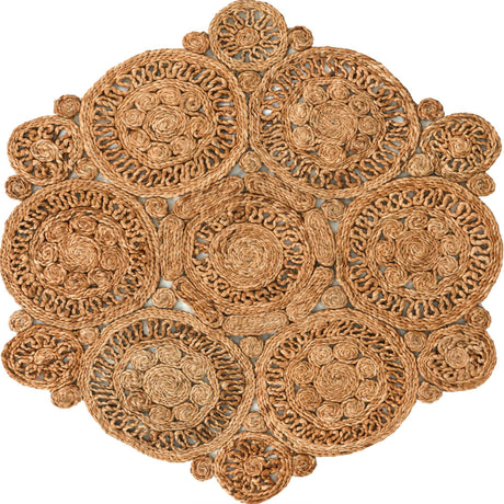Natural 3' 1 x 3' 1 Braided Jute Round Rug