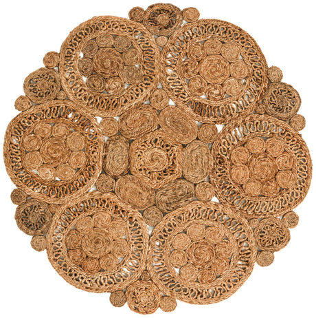 Natural 4' 1 x 4' 1 Braided Jute Round Rug