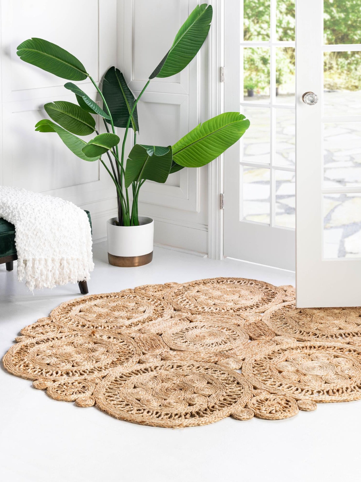 Natural 4' 1 x 4' 1 Braided Jute Round Area Rug 100% Jute Hand Braided Natural Eco-Friendly Boho Style Carpet for Living Rooms Dining Office Space Dorms for Sale at Rug Engine