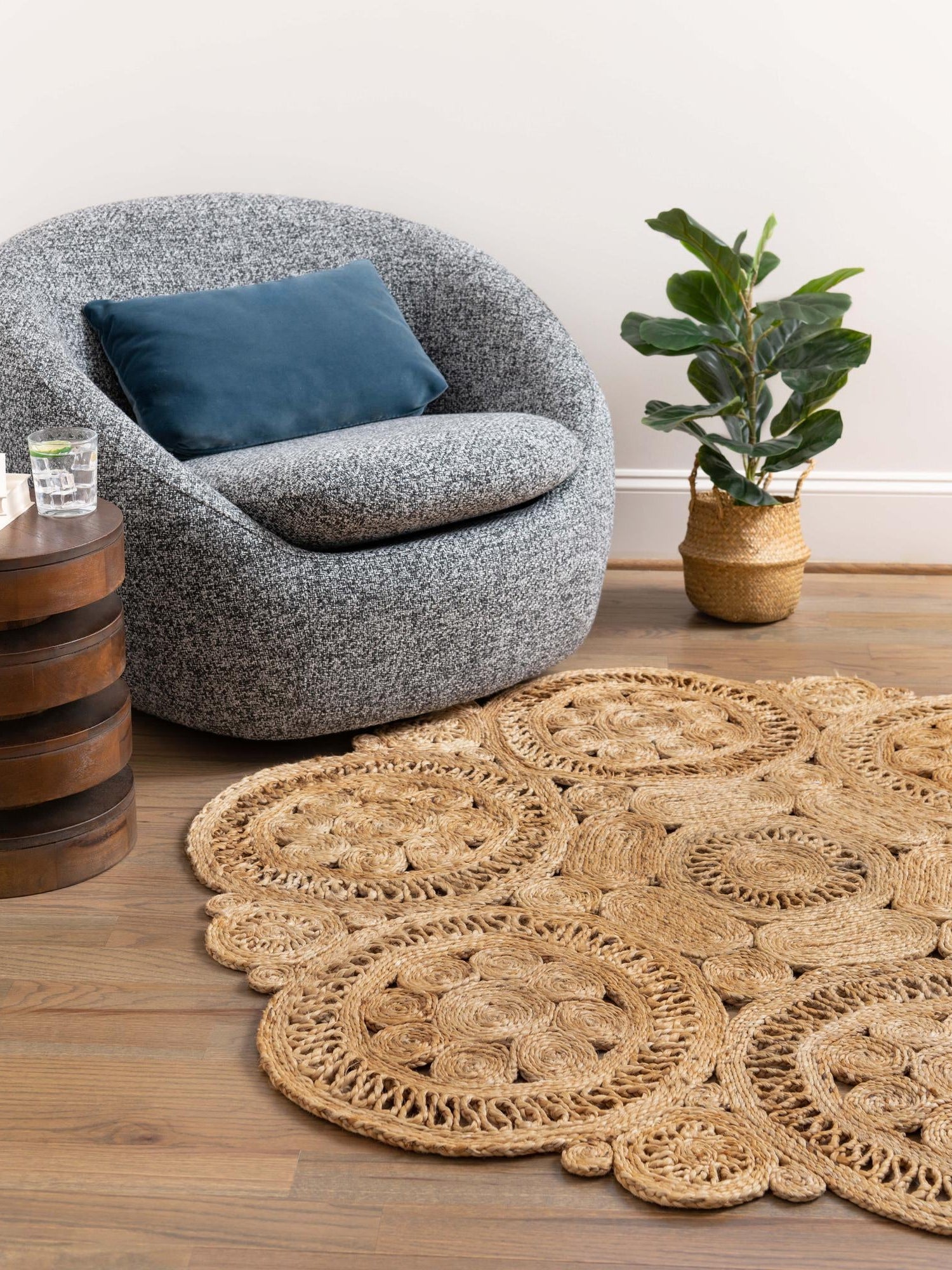 Natural 3' 1 x 3' 1 Braided Jute Round Area Rug 100% Jute Hand Braided Natural Eco-Friendly Boho Style Carpet for Living Rooms Dining Office Space Dorms for Sale at Rug Engine