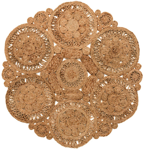 Natural 5' 1 x 5' 1 Braided Jute Round Rug