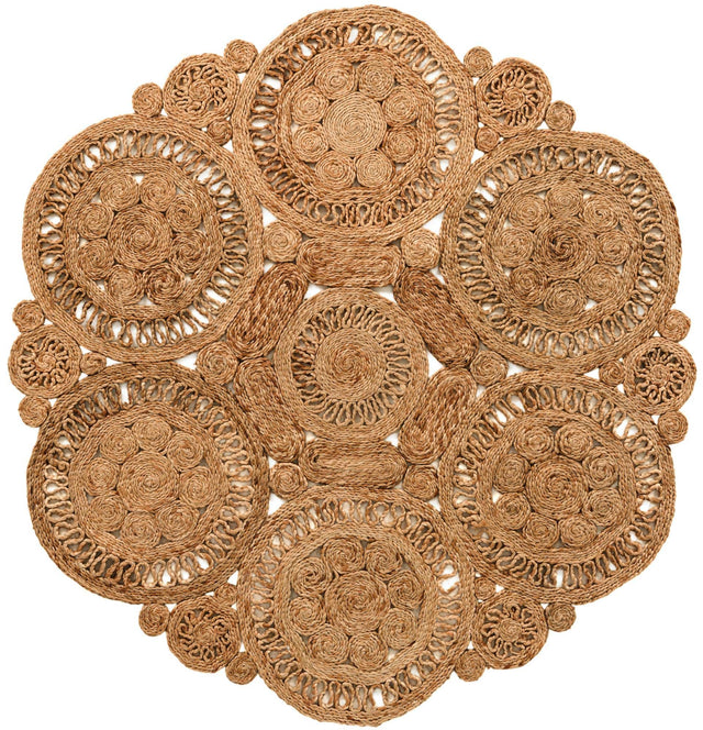 Natural 5' 1 x 5' 1 Braided Jute Round Rug