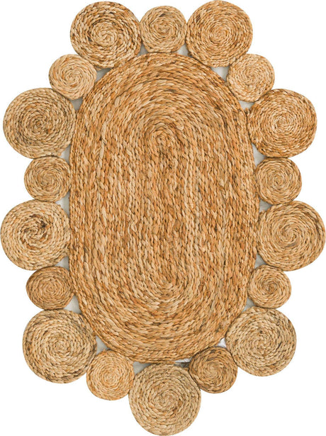 Natural 2' x 3' 1 Braided Jute Oval Rug