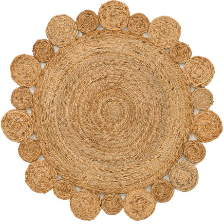 Natural 3' 1 x 3' 1 Braided Jute Round Rug