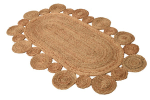 Natural 3' 1 x 5' 1 Braided Jute Oval Rug