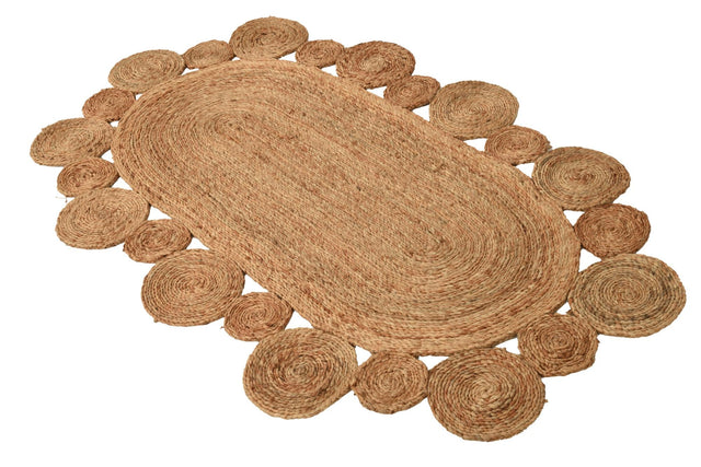 Natural 3' 1 x 5' 1 Braided Jute Oval Rug