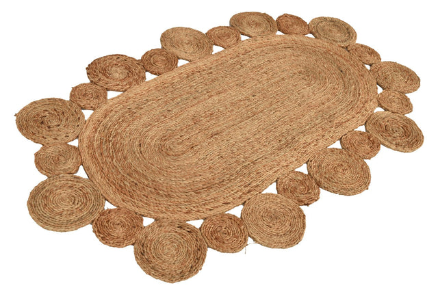 Natural 3' 1 x 5' 1 Braided Jute Oval Rug