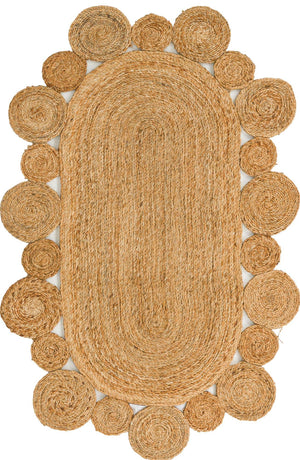 Natural 3' 1 x 5' 1 Braided Jute Oval Rug