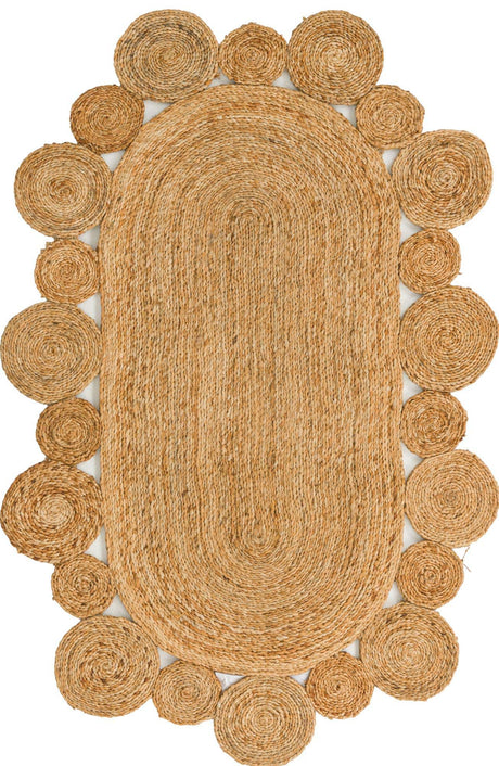 Natural 3' 1 x 5' 1 Braided Jute Oval Rug