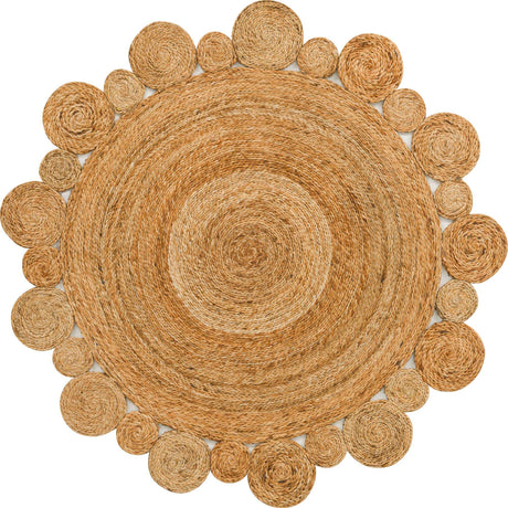Natural 4' 1 x 4' 1 Braided Jute Round Rug