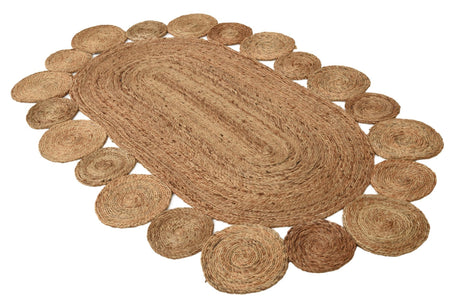 Natural 4' 1 x 6' 1 Braided Jute Oval Area Rug 100% Jute Hand Braided Natural Eco-Friendly Boho Style Carpet for Living Rooms Dining Office Space Dorms for Sale at Rug Engine