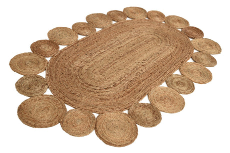 Natural 4' 1 x 6' 1 Braided Jute Oval Area Rug 100% Jute Hand Braided Natural Eco-Friendly Boho Style Carpet for Living Rooms Dining Office Space Dorms for Sale at Rug Engine