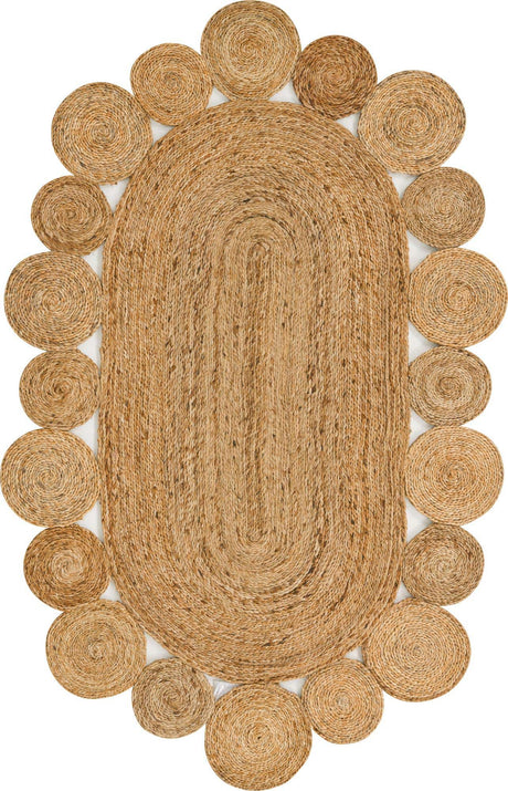 Natural 4' 1 x 6' 1 Braided Jute Oval Rug
