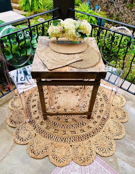Natural 2' x 2' Braided Jute Round Area Rug 100% Jute Hand Braided Natural Eco-Friendly Boho Style Carpet for Living Rooms Dining Office Space Dorms for Sale at Rug Engine