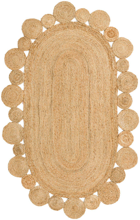 Natural 5' 1 x 8' Braided Jute Oval Rug