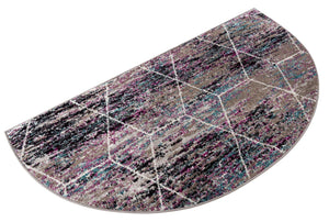 Multicolor 3' 1 x 6' 1 Trellis Frieze Hearth Half-Round Semicircle Area Rug Geometric Modern Unique Stain Resistant Easy Clean Carpet for Living, Dining, Bedrooms, Office for Sale at Rug Engine