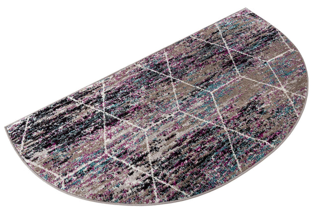Multicolor 3' 1 x 6' 1 Trellis Frieze Hearth Half-Round Semicircle Area Rug Geometric Modern Unique Stain Resistant Easy Clean Carpet for Living, Dining, Bedrooms, Office for Sale at Rug Engine