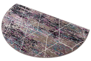Multicolor 3' 1 x 6' 1 Trellis Frieze Hearth Half-Round Semicircle Area Rug Geometric Modern Unique Stain Resistant Easy Clean Carpet for Living, Dining, Bedrooms, Office for Sale at Rug Engine