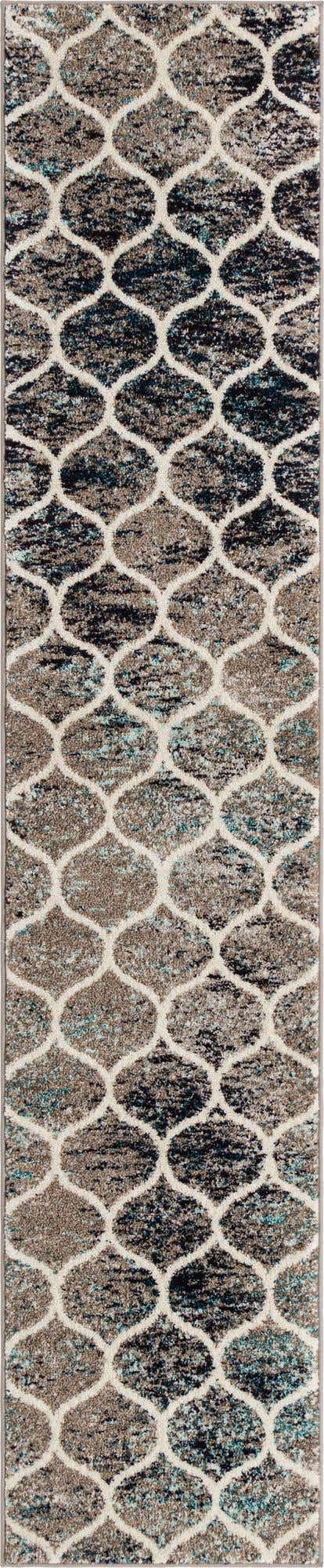 Blue Multicolor 2' 7 x 11' Trellis Frieze Runner Area Rug Geometric Modern Unique Stain Resistant Easy Clean Carpet for Living, Dining, Bedrooms, Office for Sale at Rug Engine