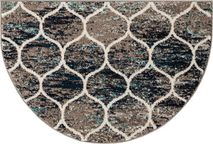 Blue Multicolor 2' 7 x 4' 1 Trellis Frieze Hearth Half-Round Semicircle Area Rug Geometric Modern Unique Stain Resistant Easy Clean Carpet for Living, Dining, Bedrooms, Office for Sale at Rug Engine