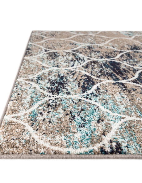 Blue Multicolor 7' 1 x 7' 1 Trellis Frieze Octagon Area Rug Geometric Modern Unique Stain Resistant Easy Clean Carpet for Living, Dining, Bedrooms, Office for Sale at Rug Engine