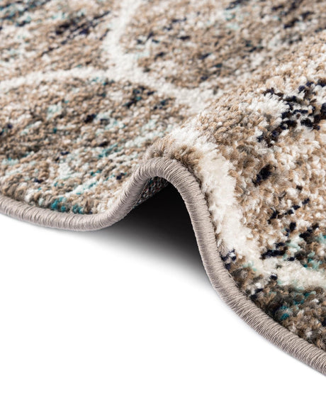 Blue Multicolor 7' 10 x 7' 10 Trellis Frieze Octagon Area Rug Geometric Modern Unique Stain Resistant Easy Clean Carpet for Living, Dining, Bedrooms, Office for Sale at Rug Engine