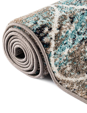 Blue Multicolor 4' 1 x 4' 1 Trellis Frieze Octagon Area Rug Geometric Modern Unique Stain Resistant Easy Clean Carpet for Living, Dining, Bedrooms, Office for Sale at Rug Engine