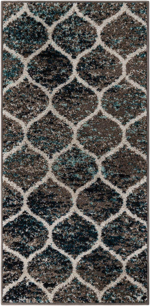 Blue Multicolor 2' x 4' 1 Trellis Frieze Runner Area Rug Geometric Modern Unique Stain Resistant Easy Clean Carpet for Living, Dining, Bedrooms, Office for Sale at Rug Engine