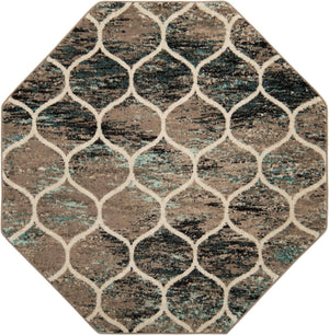 Blue Multicolor 6' 1 x 6' 1 Trellis Frieze Octagon Area Rug Geometric Modern Unique Stain Resistant Easy Clean Carpet for Living, Dining, Bedrooms, Office for Sale at Rug Engine