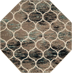 Blue Multicolor 7' 1 x 7' 1 Trellis Frieze Octagon Area Rug Geometric Modern Unique Stain Resistant Easy Clean Carpet for Living, Dining, Bedrooms, Office for Sale at Rug Engine