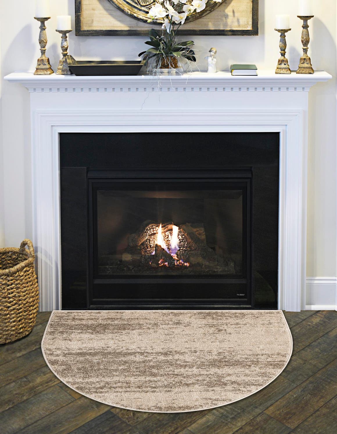 Bone Beige 3' 1 x 6' 1 Del Mar Hearth Half-Round Semicircle Area Rug 100% Polypropylene Easy Clean Stain Resistant Vivid Modern Carpet Mat for Home Decor Interior Designing for Sale at Rug Engine