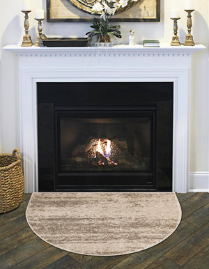 Bone Beige 3' 1 x 6' 1 Del Mar Hearth Half-Round Semicircle Area Rug 100% Polypropylene Easy Clean Stain Resistant Vivid Modern Carpet Mat for Home Decor Interior Designing for Sale at Rug Engine