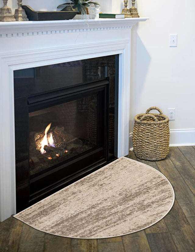 Bone Beige 3' 1 x 6' 1 Del Mar Hearth Half-Round Semicircle Area Rug 100% Polypropylene Easy Clean Stain Resistant Vivid Modern Carpet Mat for Home Decor Interior Designing for Sale at Rug Engine