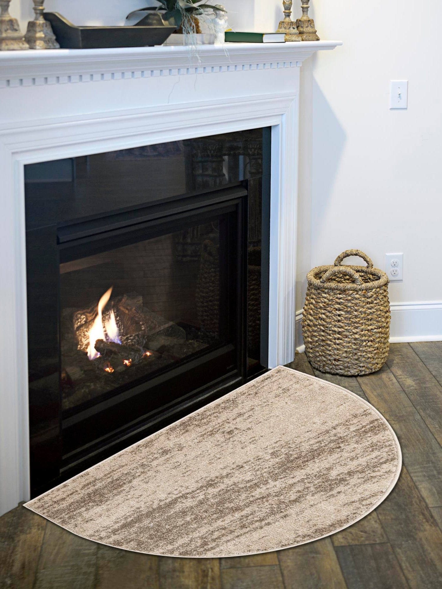 Bone Beige 2' 2 x 3' 7 Del Mar Hearth Half-Round Semicircle Area Rug 100% Polypropylene Easy Clean Stain Resistant Vivid Modern Carpet Mat for Home Decor Interior Designing for Sale at Rug Engine