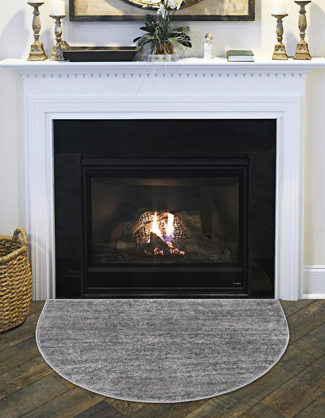 Gray 3' 1 x 6' 1 Del Mar Hearth Half-Round Semicircle Area Rug 100% Polypropylene Easy Clean Stain Resistant Vivid Modern Carpet Mat for Home Decor Interior Designing for Sale at Rug Engine