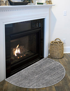 Gray 3' 1 x 6' 1 Del Mar Hearth Half-Round Semicircle Area Rug 100% Polypropylene Easy Clean Stain Resistant Vivid Modern Carpet Mat for Home Decor Interior Designing for Sale at Rug Engine