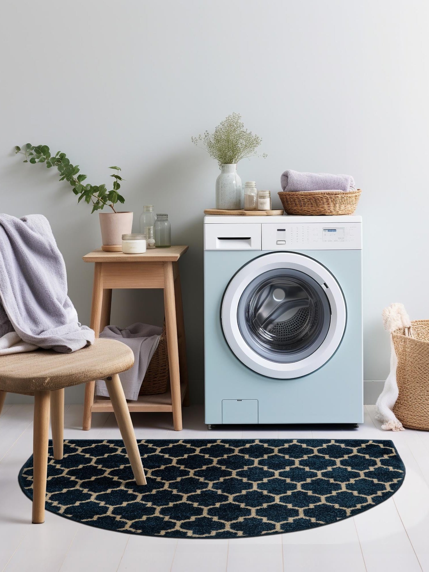 Dark Blue 3' 1 x 6' 1 Trellis Hearth Area Rug