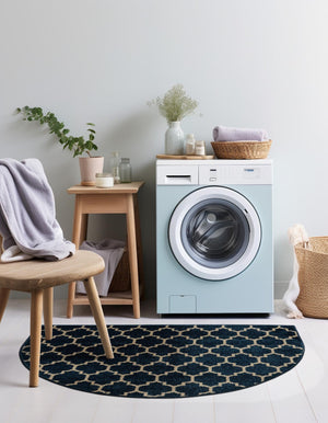 Dark Blue 3' 1 x 6' 1 Trellis Hearth Area Rug