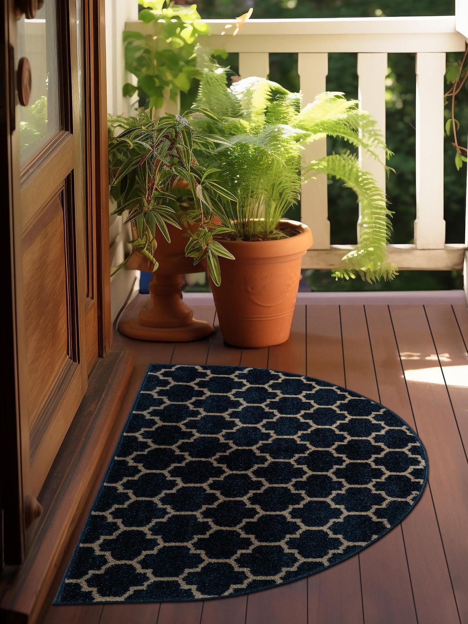 Dark Blue 3' 1 x 6' 1 Trellis Hearth Area Rug