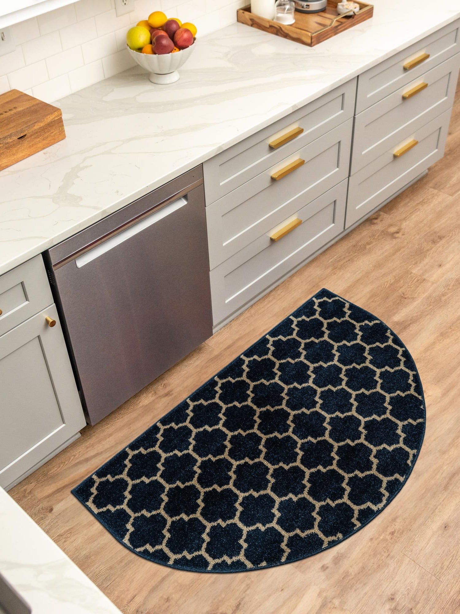 Dark Blue 3' 1 x 6' 1 Trellis Hearth Area Rug