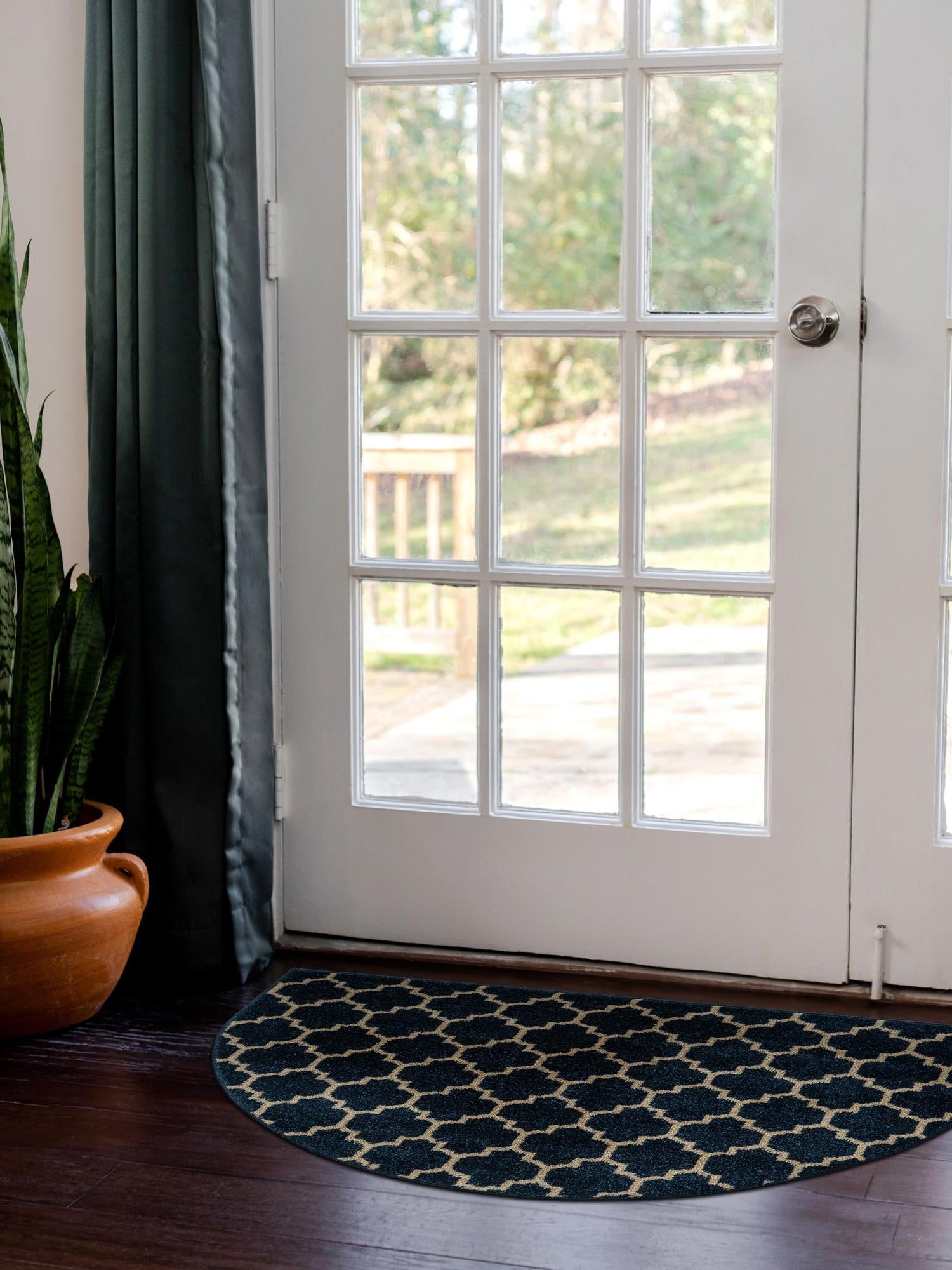 Dark Blue 3' 1 x 6' 1 Trellis Hearth Area Rug