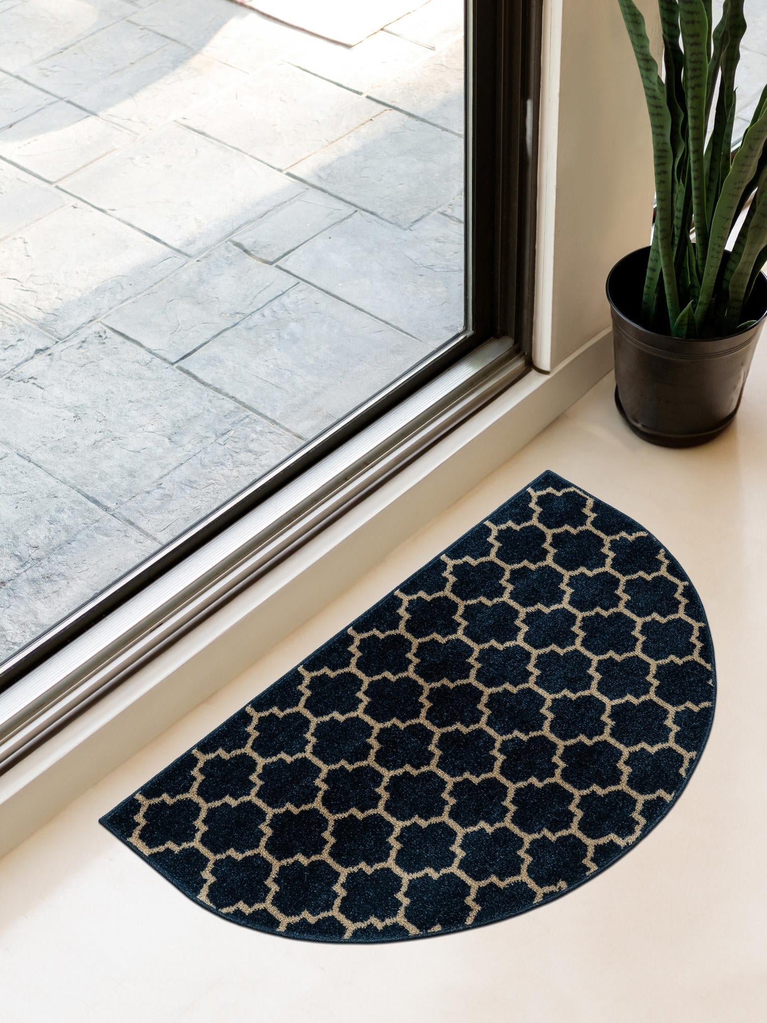 Dark Blue 2' 7 x 4' 1 Trellis Hearth Area Rug