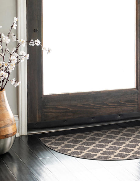 Dark Gray 2' 2 x 3' 7 Trellis Hearth Half-Round Semicircle Area Rug Geometric Modern Unique Durable Easy Clean Carpet for Contemporary Interior Design for Sale at Rug Engine