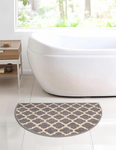 Dark Gray 2' 2 x 3' 7 Trellis Hearth Half-Round Semicircle Area Rug Geometric Modern Unique Durable Easy Clean Carpet for Contemporary Interior Design for Sale at Rug Engine
