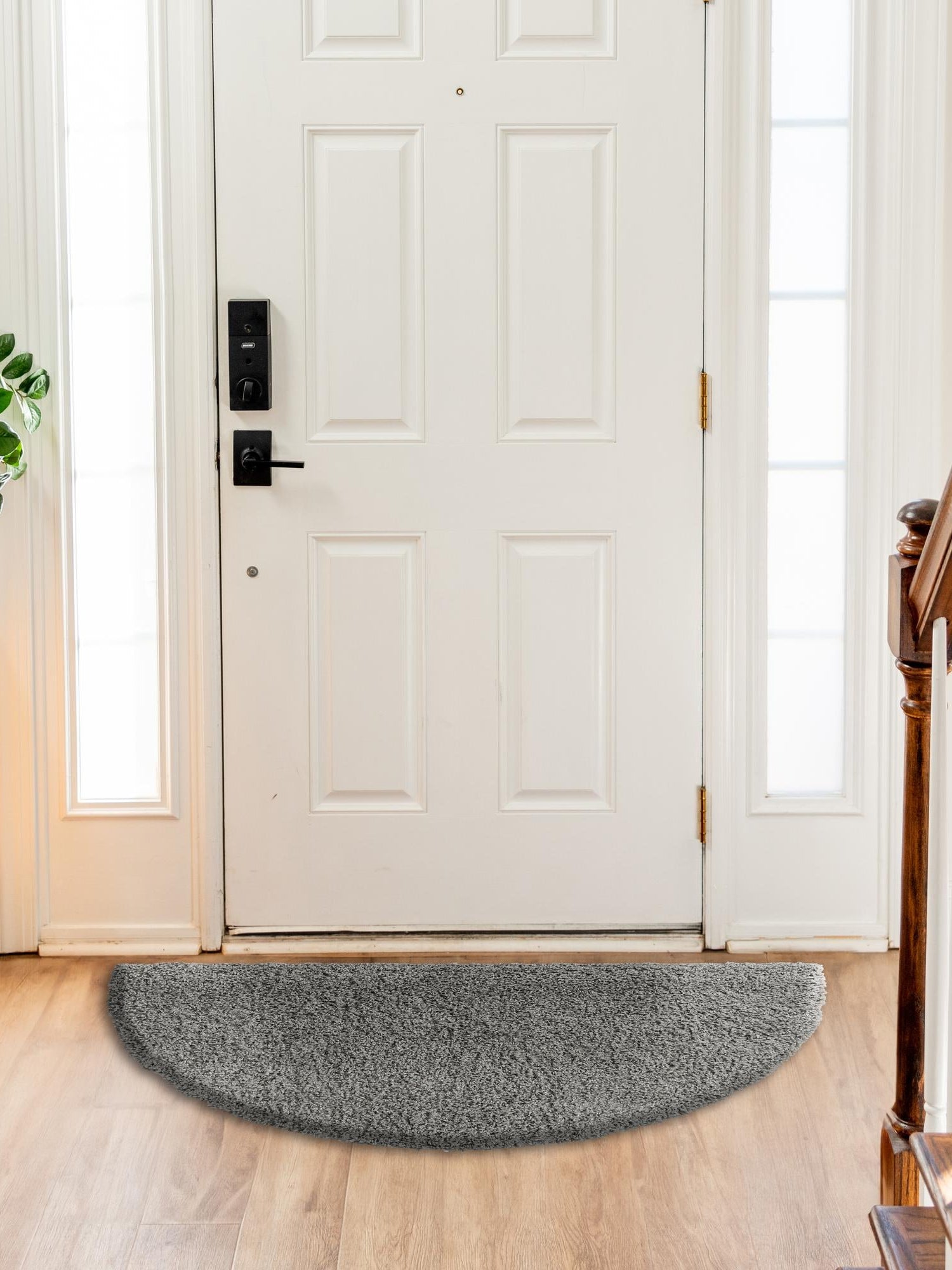 Cloud Gray 3' 1 x 6' 1 Solid Shag Hearth Half-Round Semicircle Area Rug Thick Soft Touch Fluffy & Plush Shaggy Pile Durable Minimalist Carpet for Classic Interior Design for Sale at Rug Engine