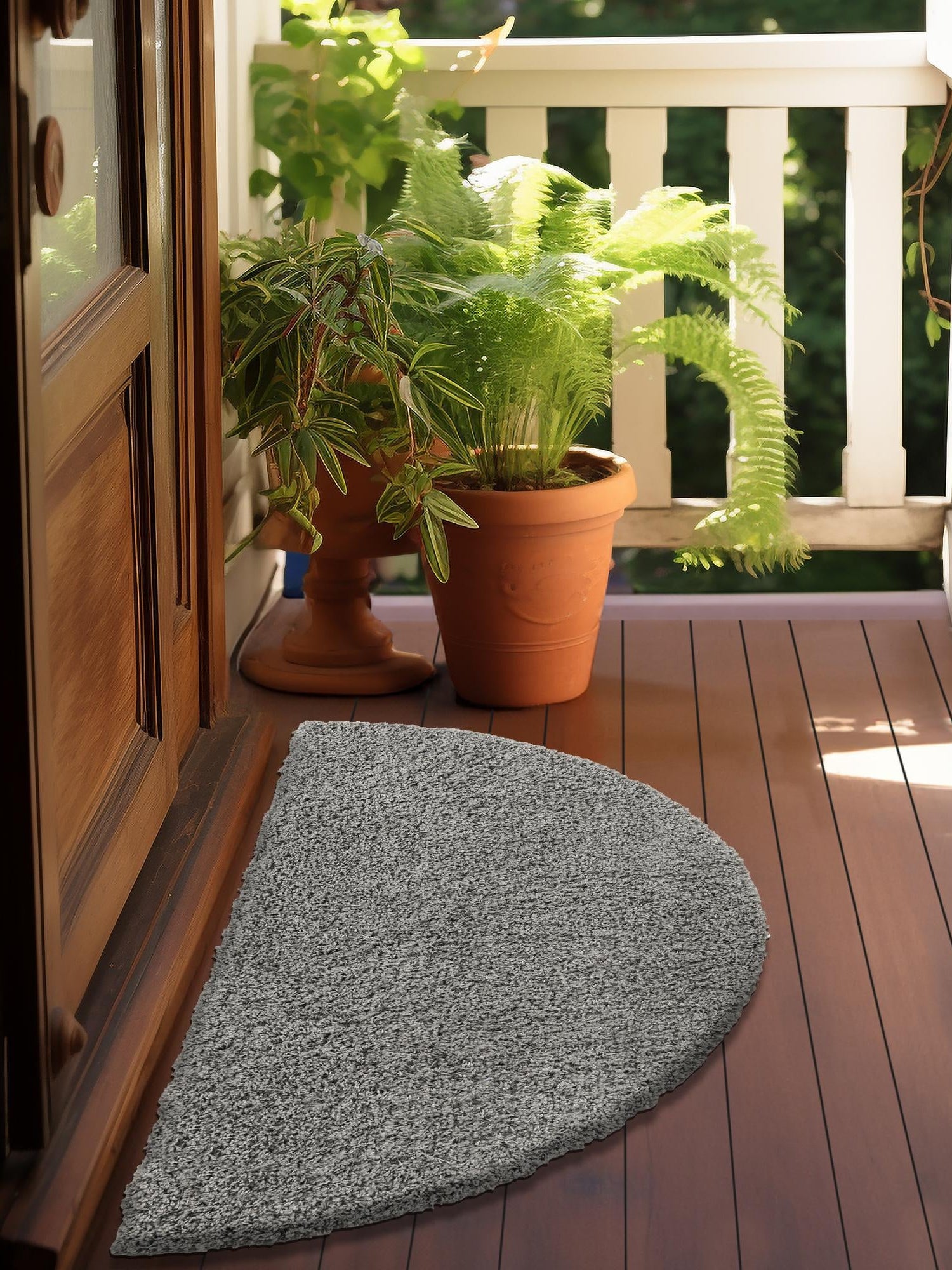 Cloud Gray 3' 1 x 6' 1 Solid Shag Hearth Half-Round Semicircle Area Rug Thick Soft Touch Fluffy & Plush Shaggy Pile Durable Minimalist Carpet for Classic Interior Design for Sale at Rug Engine