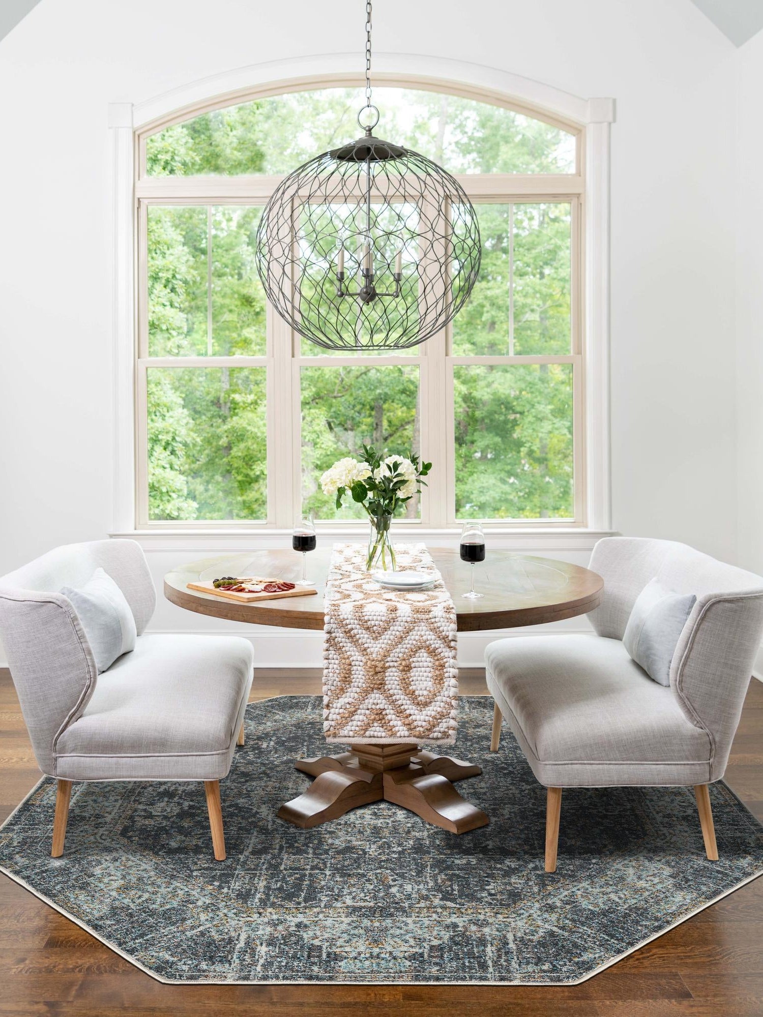 Fume Gray 5' 5 x 5' 5 Baracoa Octagon Area Rug 100% Polypropylene Distressed Vintage Living Dining Room Office Traditional Carpet for Sale at Rug Engine