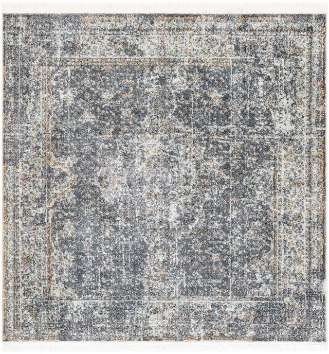 Fume Gray 4' 3 x 4' 3 Baracoa Square Area Rug 100% Polypropylene Distressed Vintage Living Dining Room Office Traditional Carpet for Sale at Rug Engine